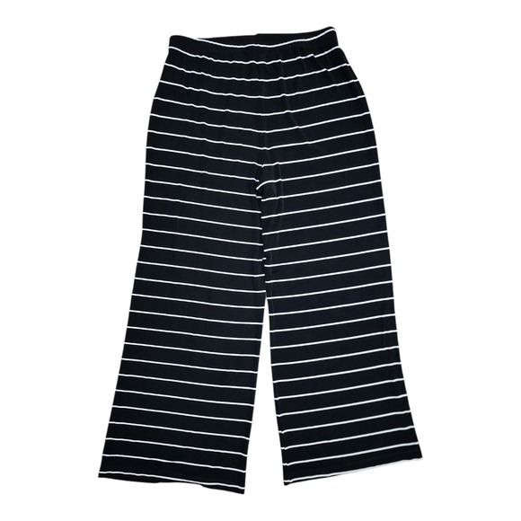 Chicos Travelers Pants Size 2 Womens Large Black White Striped Pull On Stretch - Picture 6 of 7